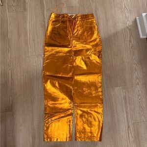 Women's Shiny Orange Pants